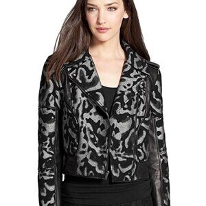 Diane Von Furstenberg Moto Jacket Virgin wool blend and lambskin leather